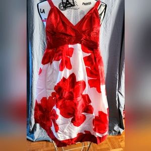 Red & White Floral Dress Sz 9